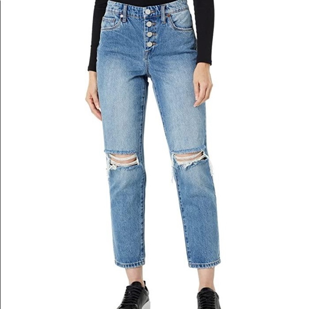 Blank NYC high rise Madison crop ripped denim jeans